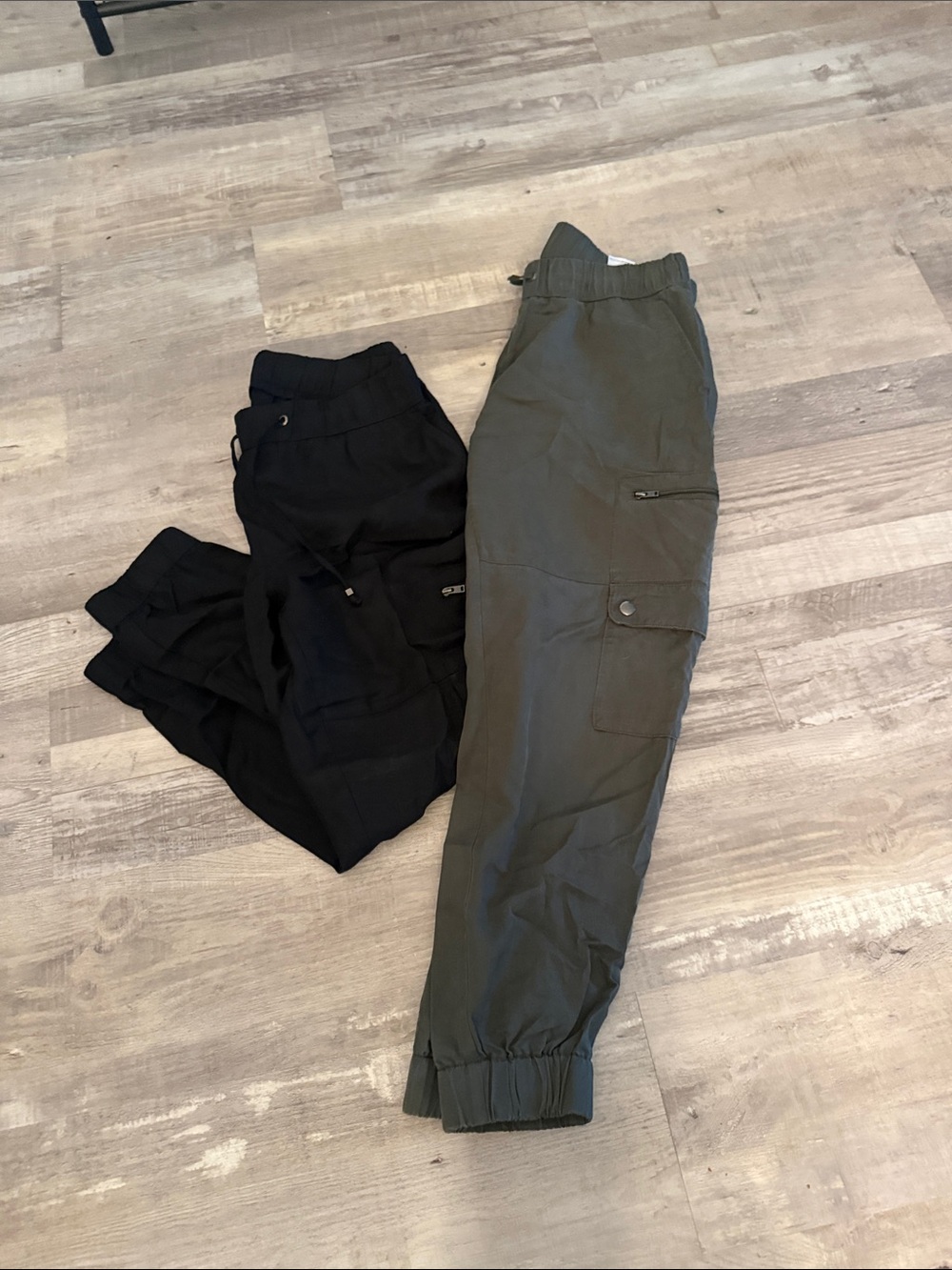 Banana Republic women’s Cargo Jogger Pants in Black and Olive